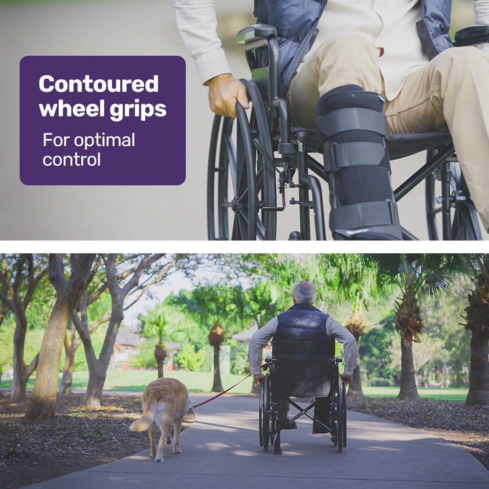 EQUIPMED 24 Inch Folding Wheelchair with Park Brakes, 136kg Capacity, 51cm Wide Seat, Black