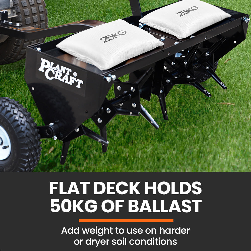 PLANTCRAFT Tow Behind Plug Lawn Aerator 1m (40') Wide, Universal Hitch for Ride on Mower, Garden Tractor