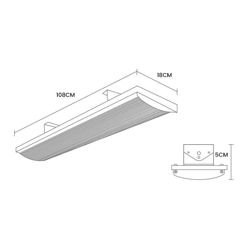 BIO 2000W Outdoor Strip Heater Electric Radiant Panel Bar Mounted Wall Ceiling