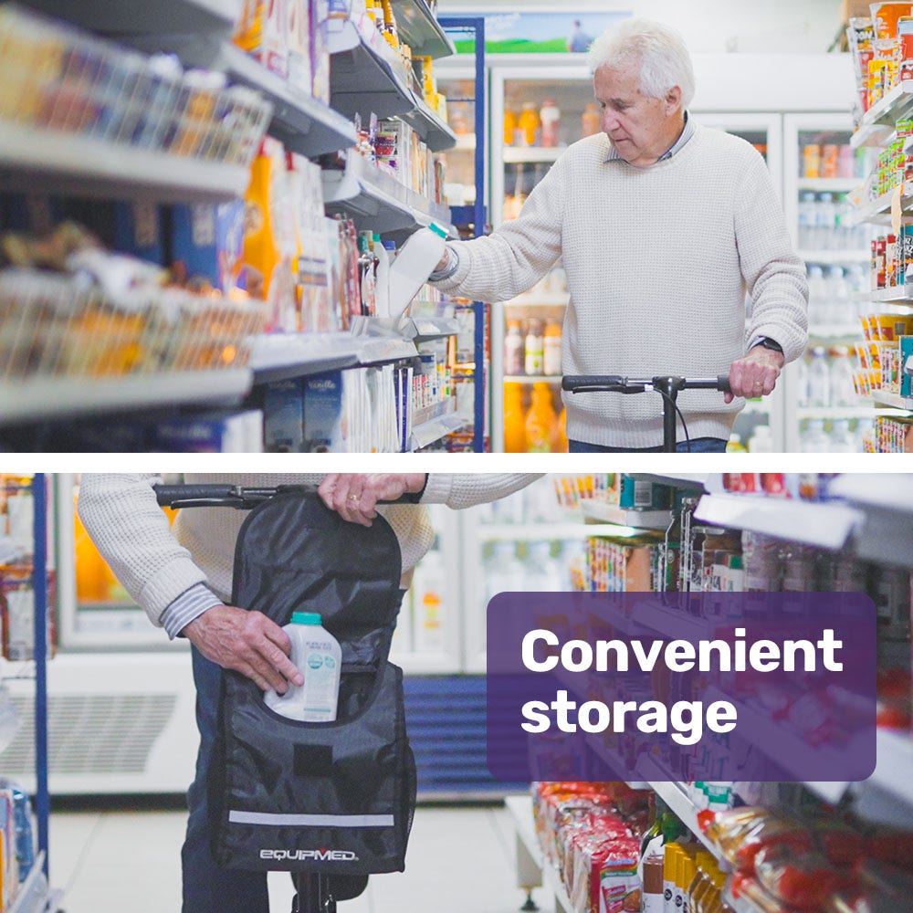 EQUIPMED Knee Scooter Walker, Disc Brake - Suspension Bag - Broken Leg Ankle Foot Mobility - Crutches Alternative -