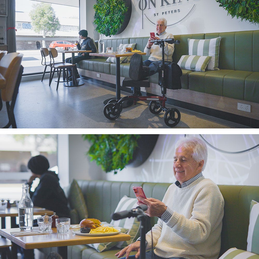 Equipmed Knee Scooter Walker, Dual Brakes - Bag - Broken Leg Ankle Foot Mobility - Crutches Alternative - Red