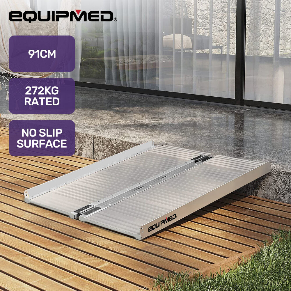 EQUIPMED 91cm Portable Folding Aluminium Access Ramp, 272kg Rated, for Wheelchair, Mobility Scooter, Rollator