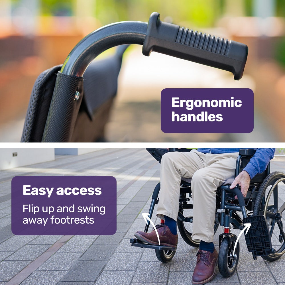 EQUIPMED Electric Wheelchair Folding, Folding, Long Range, Lithium Battery, 24 Rear Wheels, Black