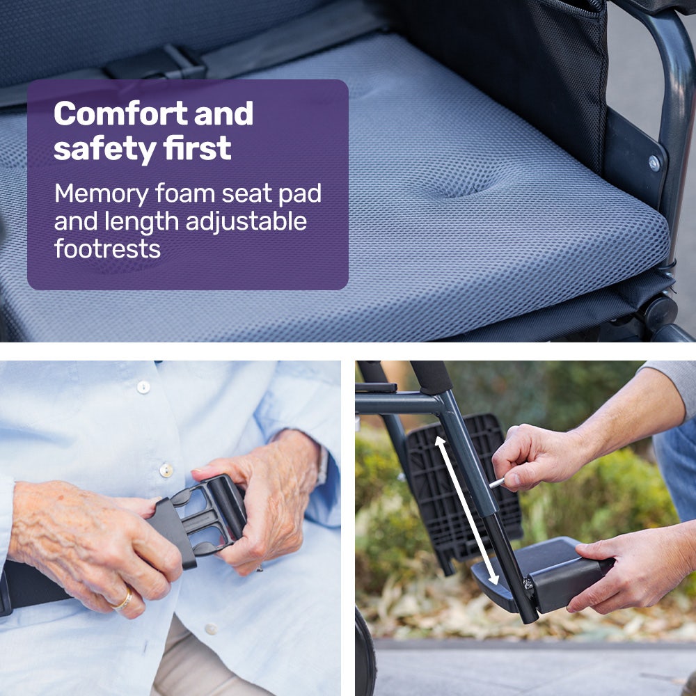 EQUIPMED Electric Wheelchair Folding, Folding, Long Range, Lithium Battery, 24 Rear Wheels, Black