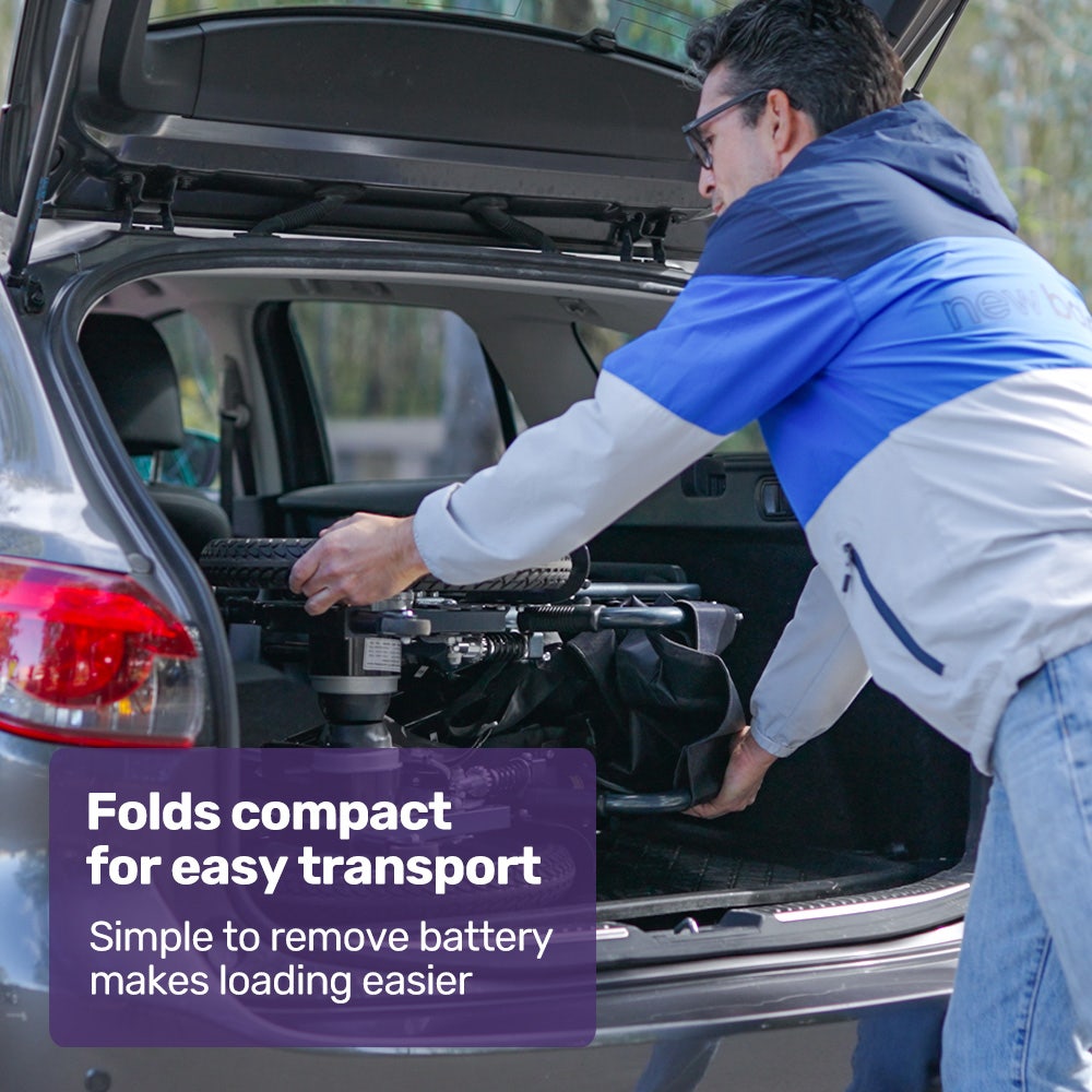 EQUIPMED Electric Folding Wheelchair, Wide Bariatric Chair Seat, Comfortable for S-XL, Long Range, Lithium Battery, Black