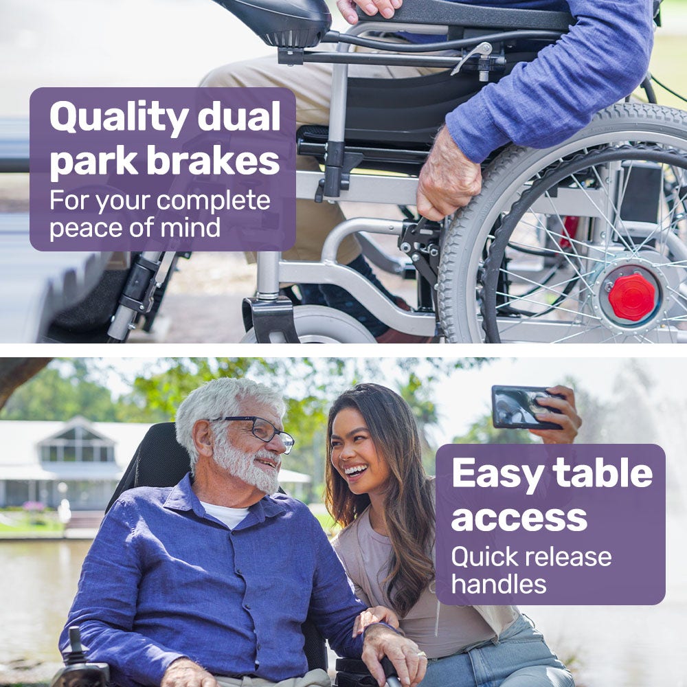 EQUIPMED Power Electric Wheelchair, XL Wide Bariatric Chair Seat, Long Range, Airline Approved, Recline Adjustment, Lithium Battery, 22 Wheels, Headrest, Black