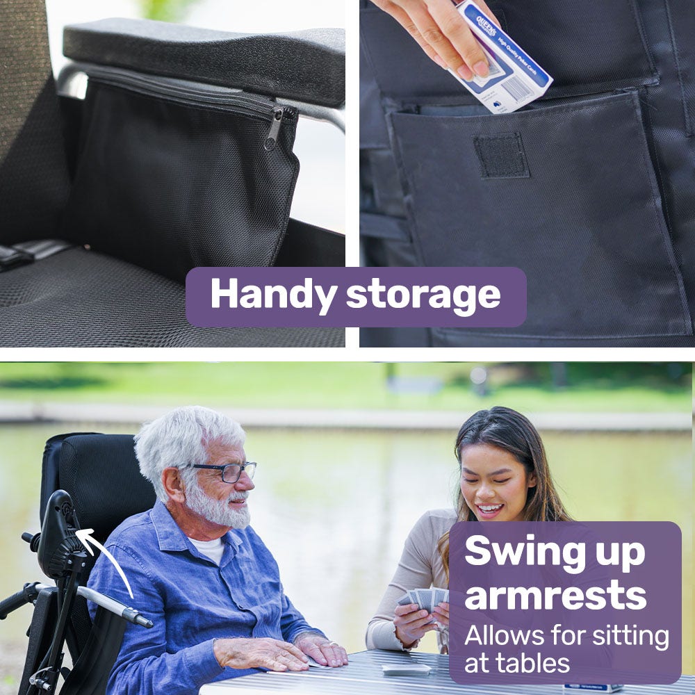 EQUIPMED Power Electric Wheelchair, XL Wide Bariatric Chair Seat, Long Range, Airline Approved, Recline Adjustment, Lithium Battery, 22 Wheels, Headrest, Black