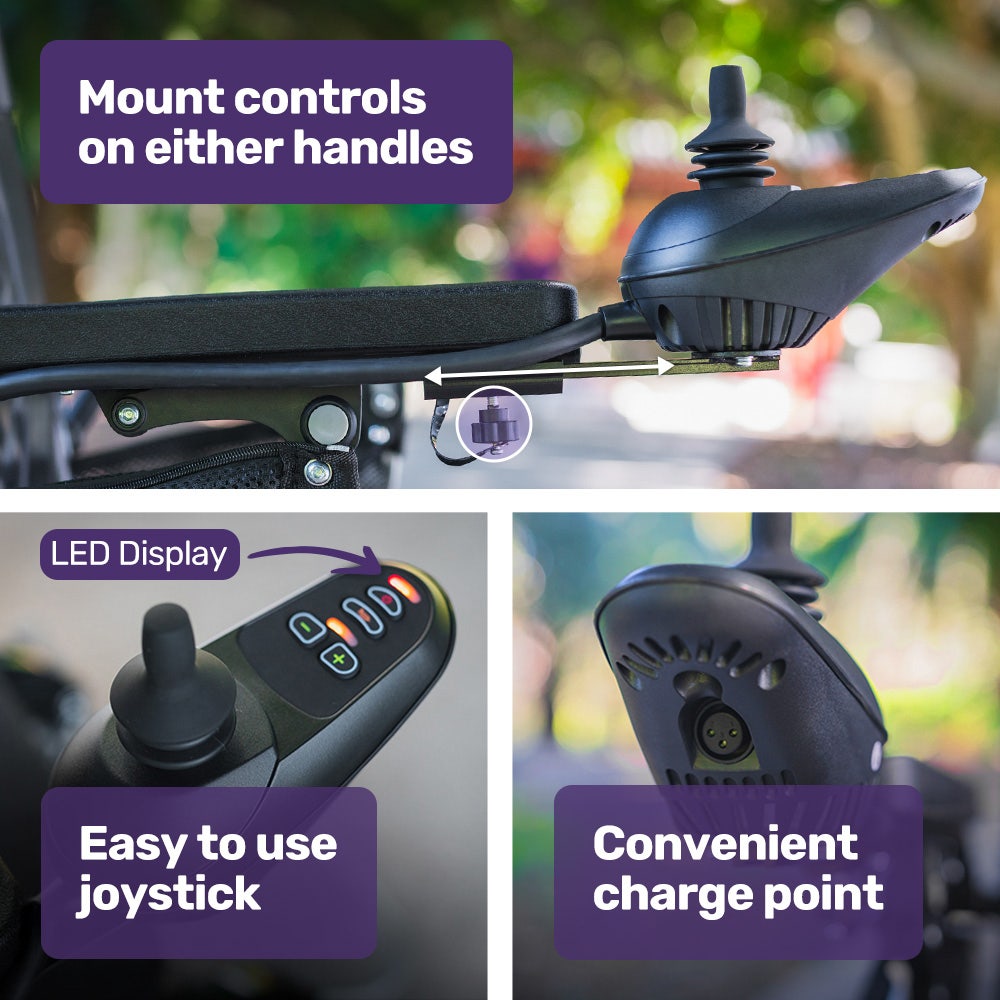 EQUIPMED Electric Folding Wheelchair, Long Range, Airline Approved, Aluminium Frame, Lithium Battery, Black