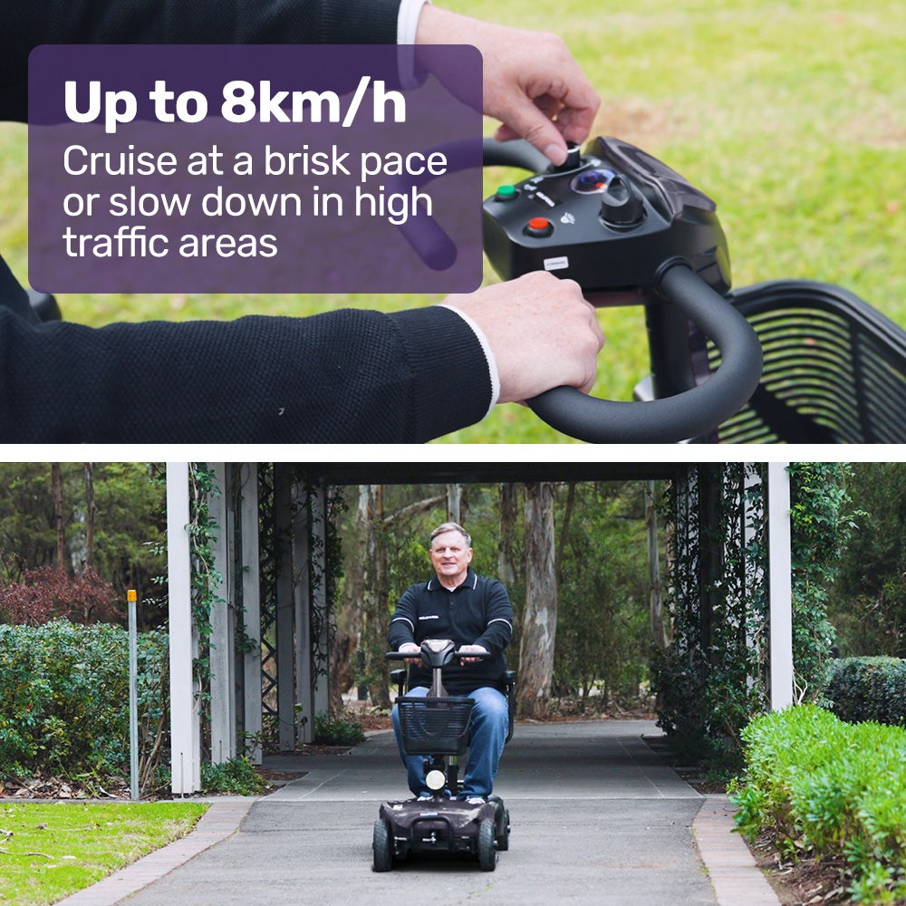 EQUIPMED FreeLite+ Mid-Sized Foldable Electric Mobility Scooter, Lithium Battery, Long Range and Easy Charging, Grey