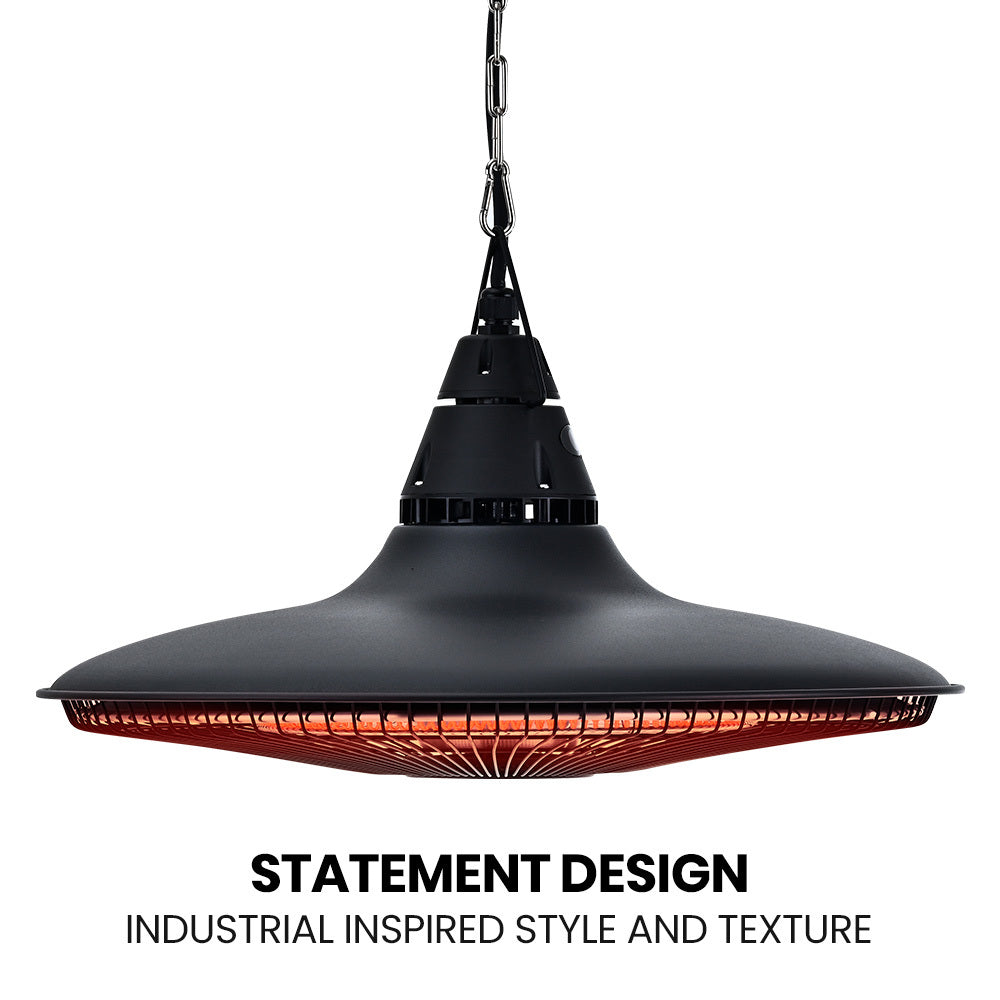 THERMOMATE 1500W Hanging Electric Outdoor Patio Heater, Radiant Carbon Fiber Element, with Remote Control