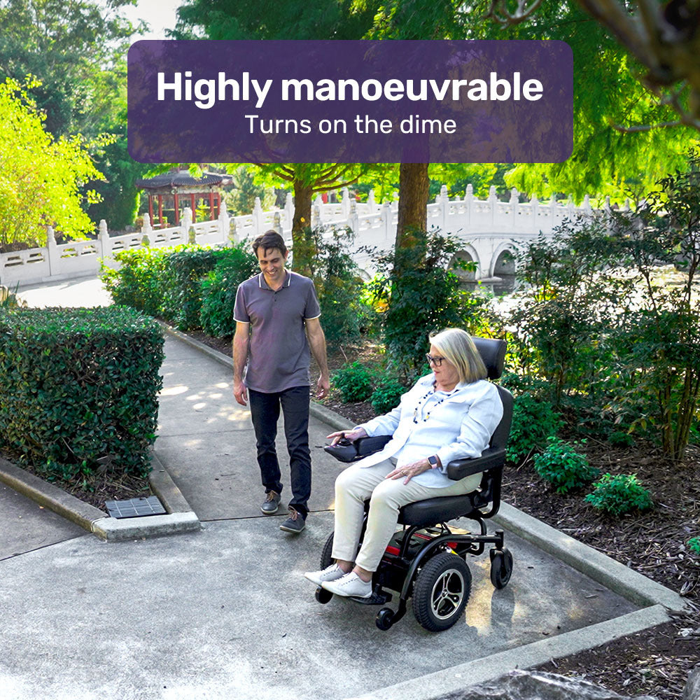 EQUIPMED Front Wheel Drive Power Electric Wheelchair, Up to 35km Range, Ultra-Comfortable, Safe Stable Non-Slip Anti-Roll Back Power Assist Chair