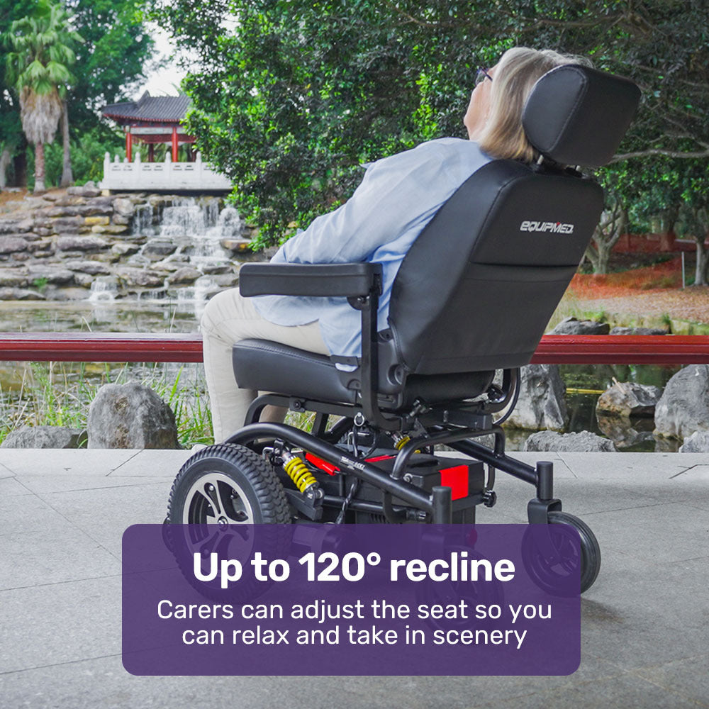 EQUIPMED Front Wheel Drive Power Electric Wheelchair, Up to 35km Range, Ultra-Comfortable, Safe Stable Non-Slip Anti-Roll Back Power Assist Chair