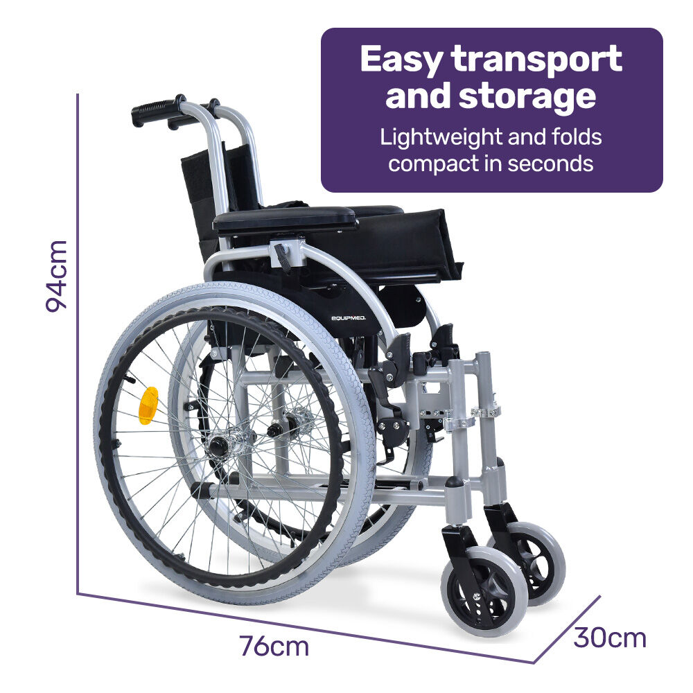 EQUIPMED Kids Premium Paediatric Wheelchair, Lightweight Aluminium, 22 Wheels, 75kg Rated, Green