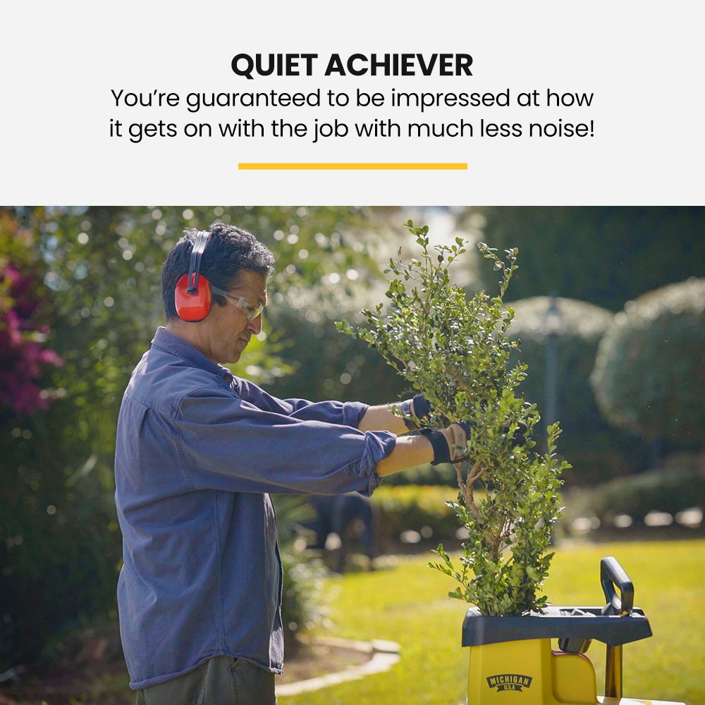 MICHIGAN 2400W Electric Crushing Impact Shredder, Quiet High Torque Garden Mulcher Chipper, Shreds Palm Fronds