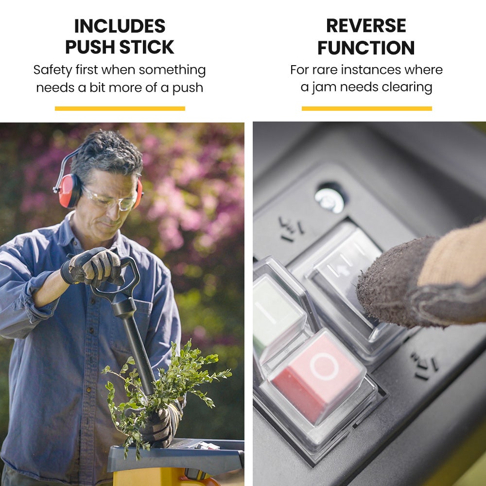 MICHIGAN 2400W Electric Crushing Impact Shredder, Quiet High Torque Garden Mulcher Chipper, Shreds Palm Fronds