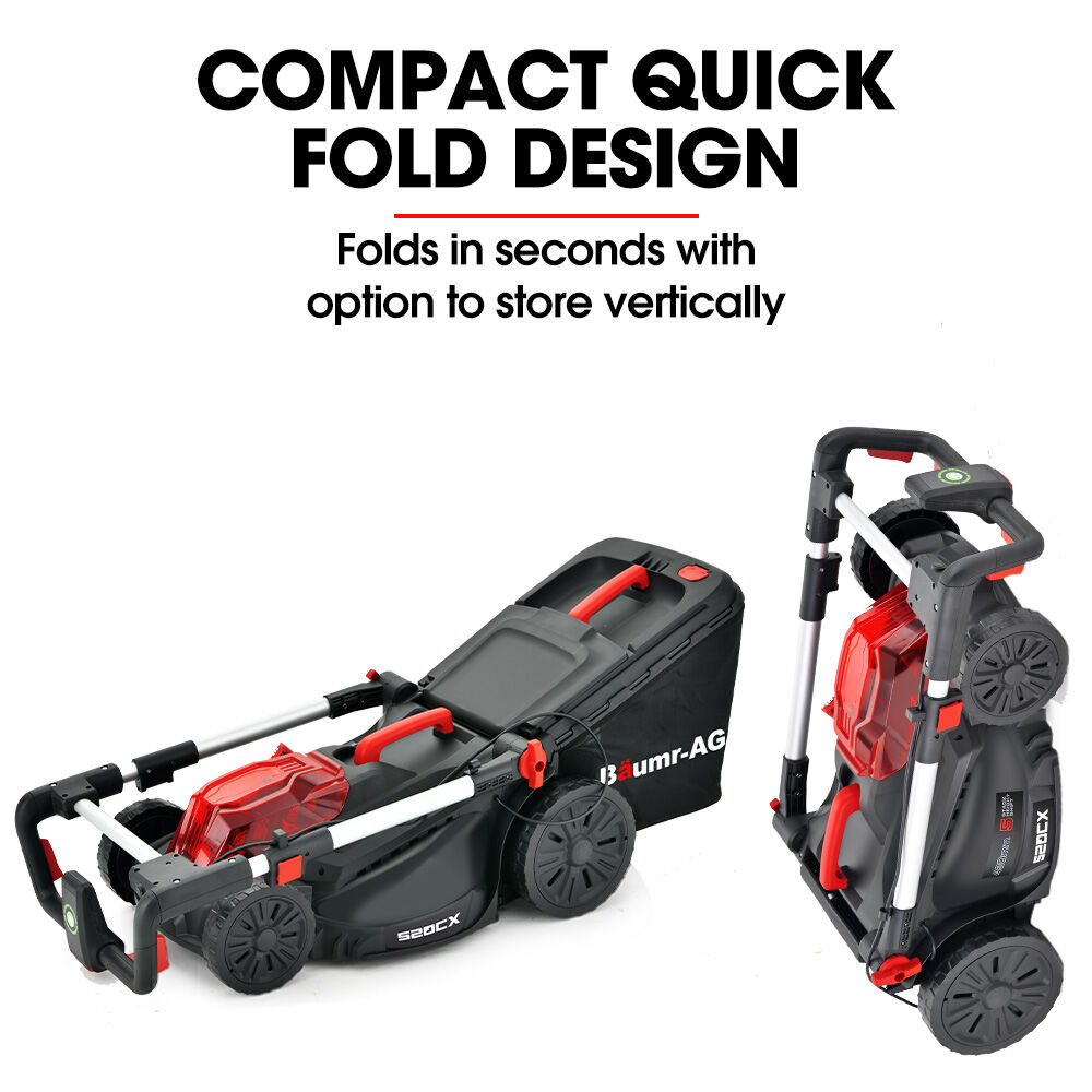 BAUMR-AG 520CX 40V SYNC 17 Cordless Lawn Mower Kit, Fast Charger, 2 x 4Ah Battery, 5 Cutting Heights, Adjustable Ergonomic Handle, Mulching Option