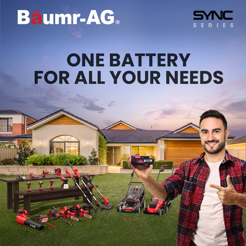 BAUMR-AG 520CX 40V SYNC 17 Cordless Lawn Mower Kit, Fast Charger, 2 x 4Ah Battery, 5 Cutting Heights, Adjustable Ergonomic Handle, Mulching Option