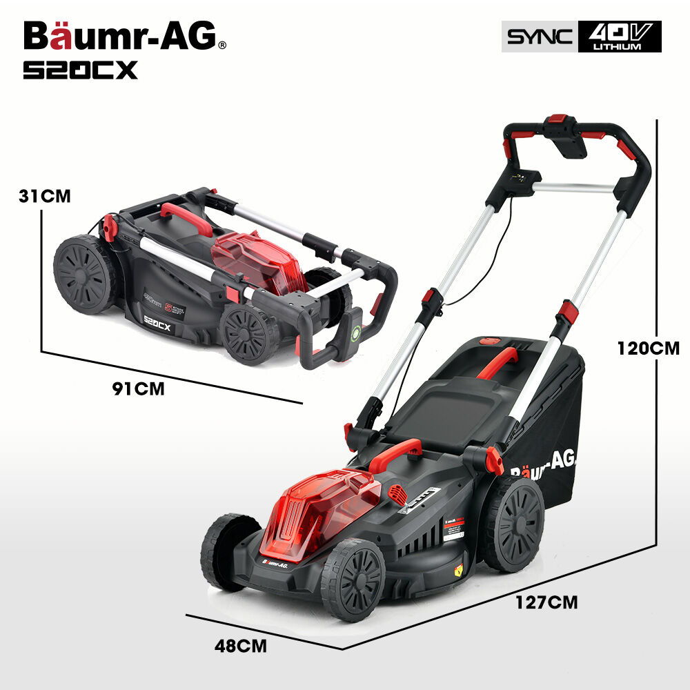 BAUMR-AG 520CX 40V SYNC 17 Cordless Lawn Mower Kit, Fast Charger, 2 x 4Ah Battery, 5 Cutting Heights, Adjustable Ergonomic Handle, Mulching Option