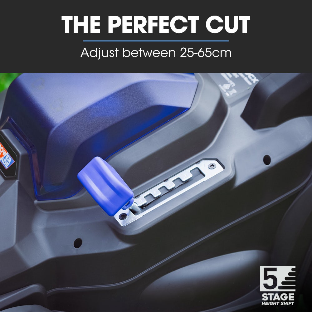 POWERBLADE 350CX 20V 13 Cordless Lawn Mower Kit, Fast Charger, 4Ah Battery, 5 Height, Brushless Electric, 330mm Cutting Path