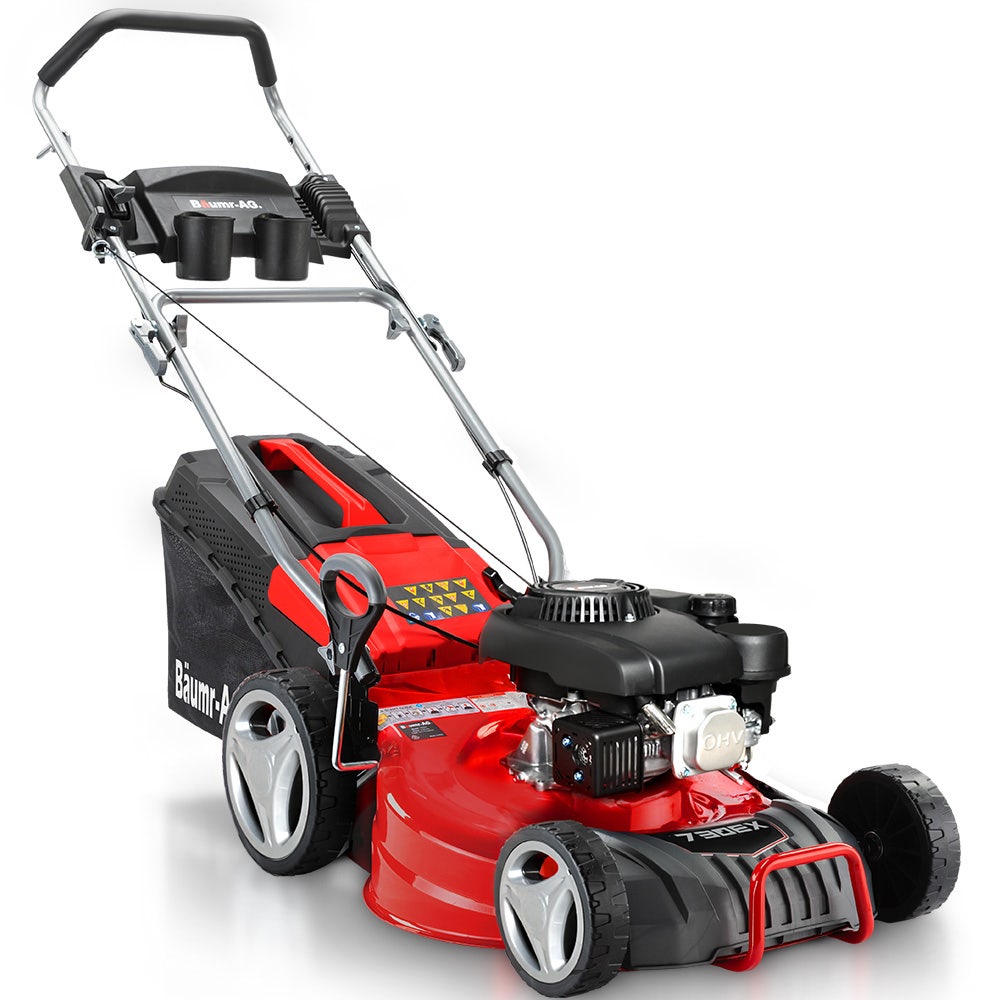 BAUMR-AG 18 150cc Lawn Mower, 8 Heights, Steel Deck, Cup Holders, 4-Stroke Petrol Lawnmower - 730EX