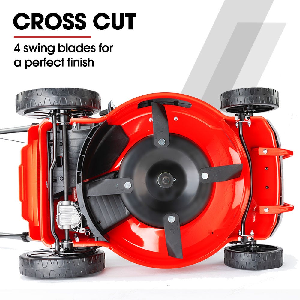 BAUMR-AG 18 150cc Lawn Mower, 8 Heights, Steel Deck, Cup Holders, 4-Stroke Petrol Lawnmower - 730EX