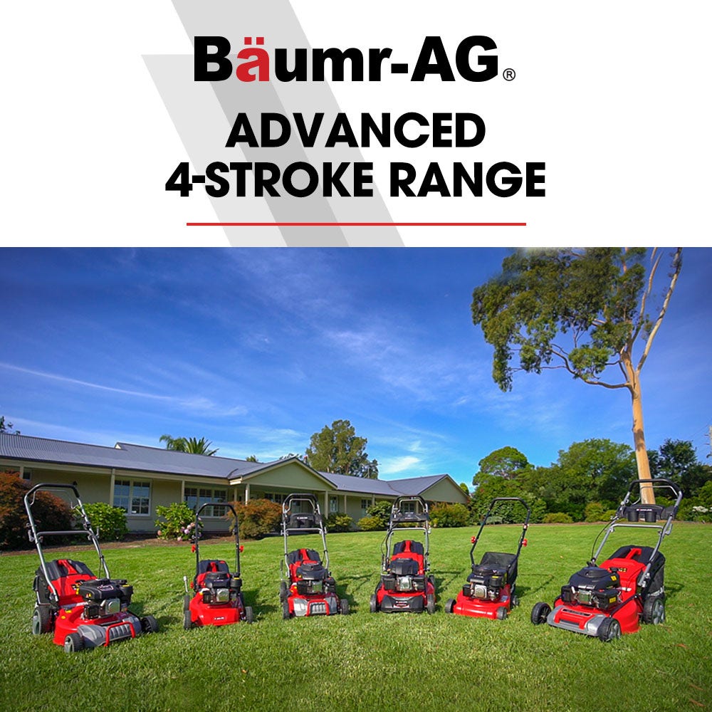 BAUMR-AG 18 150cc Lawn Mower, 8 Heights, Steel Deck, Cup Holders, 4-Stroke Petrol Lawnmower - 730EX