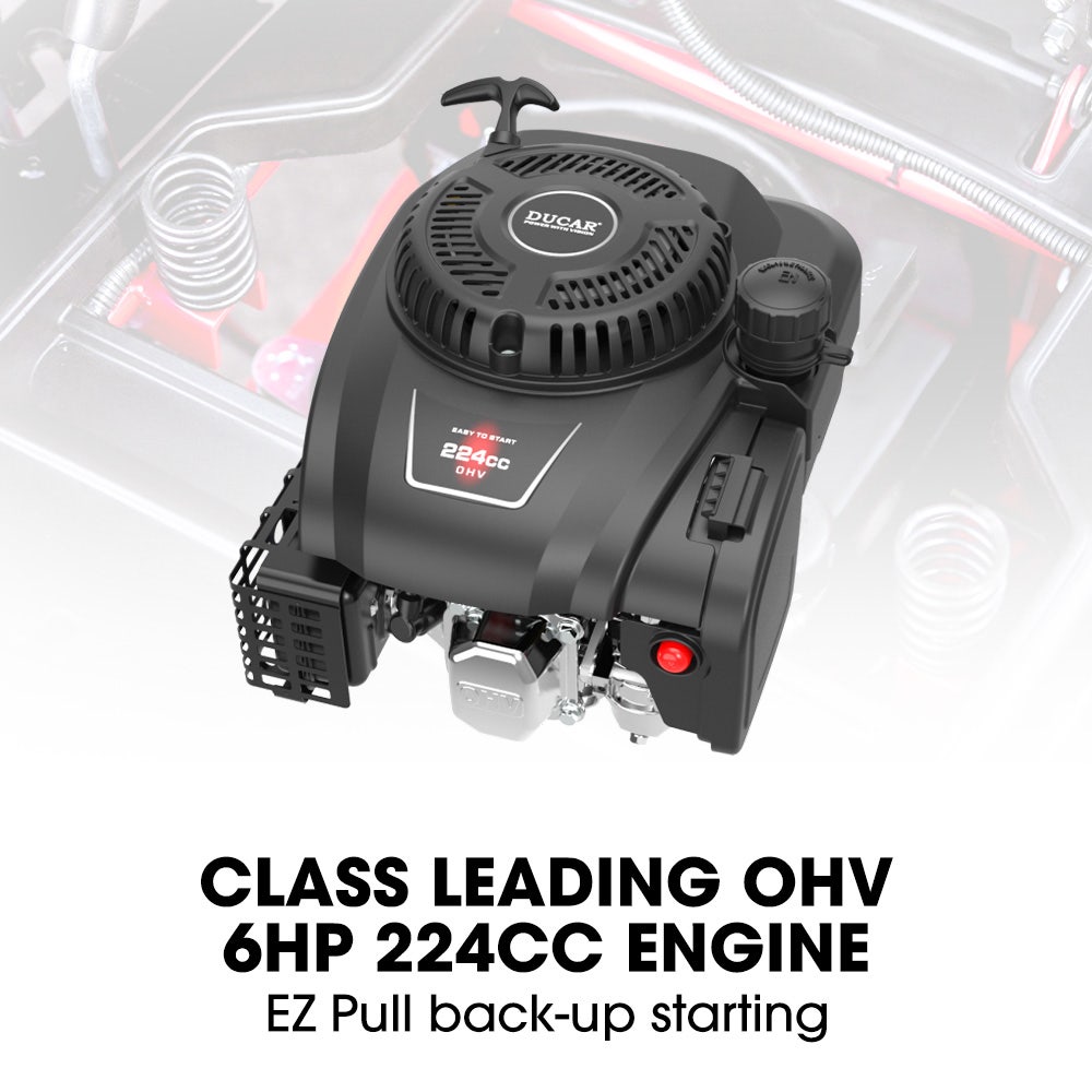 BAUMR-AG 24 Ride On Lawn Mower, Lithium Electric Start System, 6HP 224cc, 5 Cut Heights, Catcher and Mulch Kit