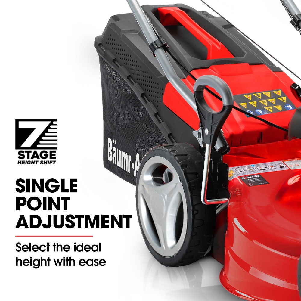 BAUMR-AG 18 150cc Self Propelled Lawn Mower, 7 Height, Steel Deck, Cup Holders, 4-Stroke Petrol Lawnmower - 740SX