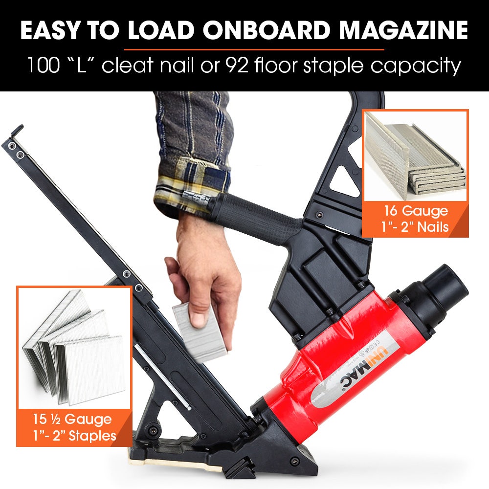 UNIMAC NHF100 37-50mm 16ga Flooring Air Gun Driver, Heavy Duty Pneumatic Floor Nail Gun
