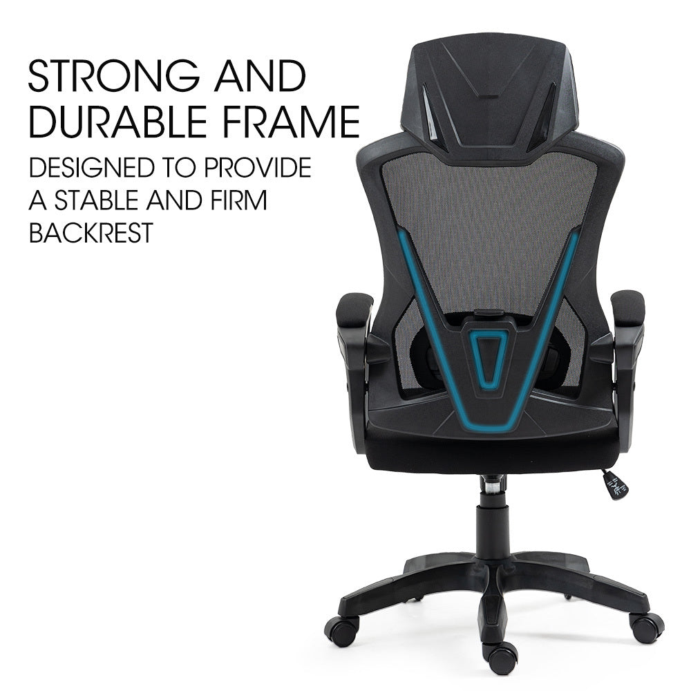 FORTIA Ergonomic Office Desk Chair Height Adjustable Lumbar Support Mesh Fabric Headrest Black