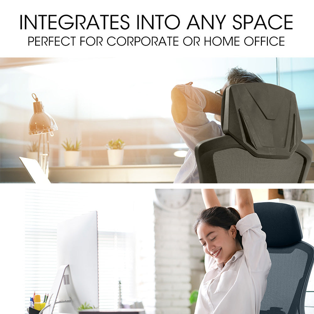 FORTIA Ergonomic Office Desk Chair Height Adjustable Lumbar Support Mesh Fabric Headrest Black