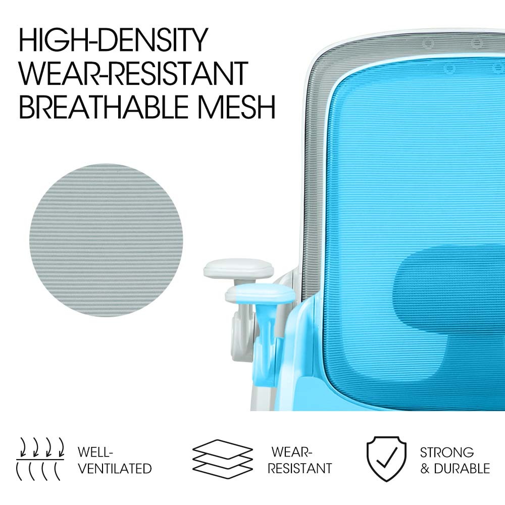 Fortia Ergonomic Office Desk Chair Coolmesh Fabric Adjustable Recline Grey Mesh/White Frame