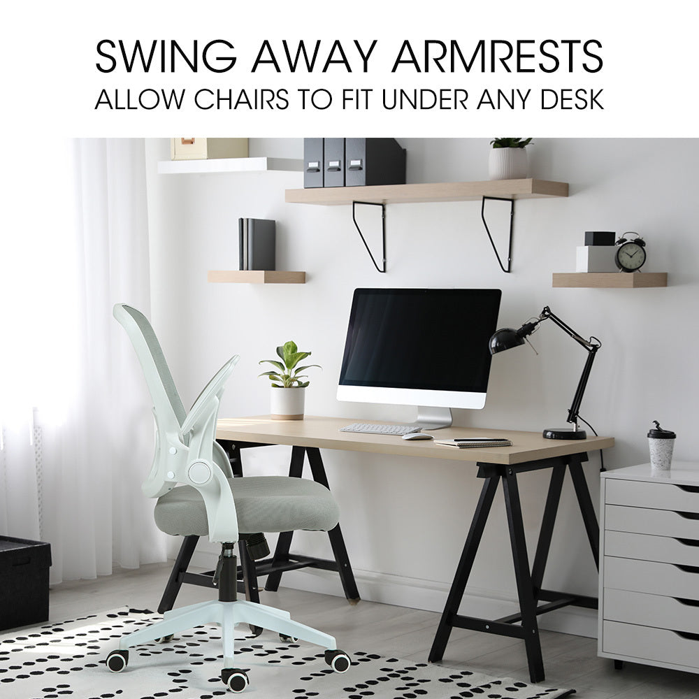 Fortia Ergonomic Office Desk Chair Coolmesh Fabric Adjustable Recline Grey Mesh/White Frame