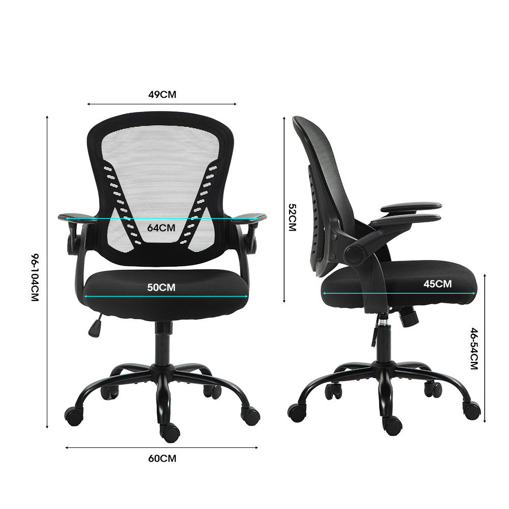 FORTIA Ergonomic Office Desk Chair Coolmesh Fabric Adjustable Recline Black Mesh/Black Frame