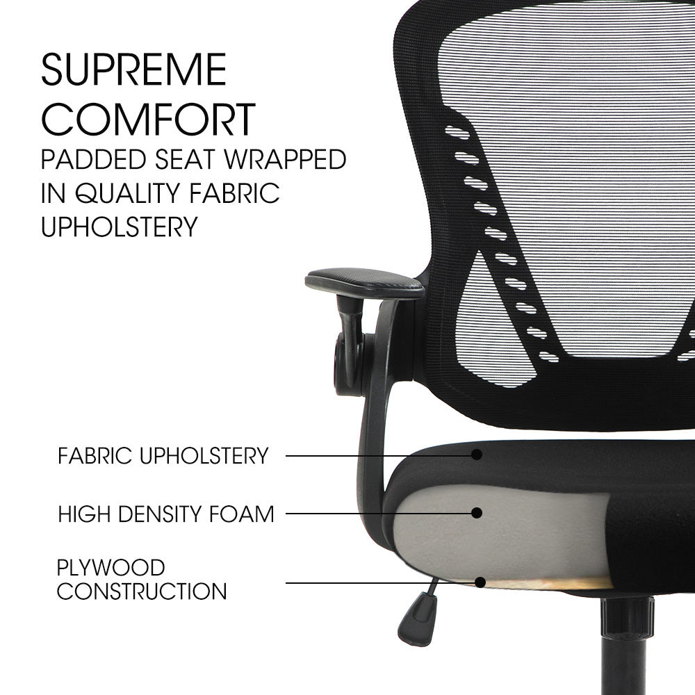 FORTIA Ergonomic Office Desk Chair Coolmesh Fabric Adjustable Recline Black Mesh/Black Frame