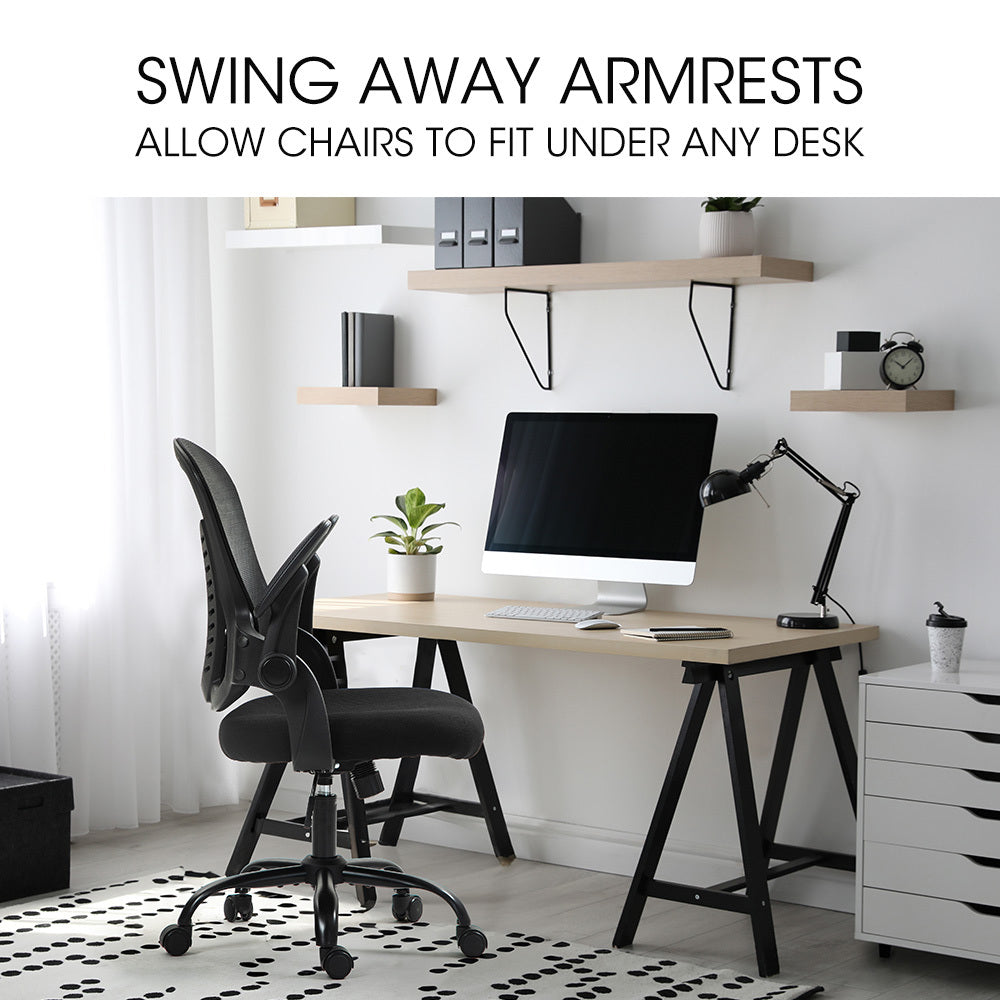 FORTIA Ergonomic Office Desk Chair Coolmesh Fabric Adjustable Recline Black Mesh/Black Frame