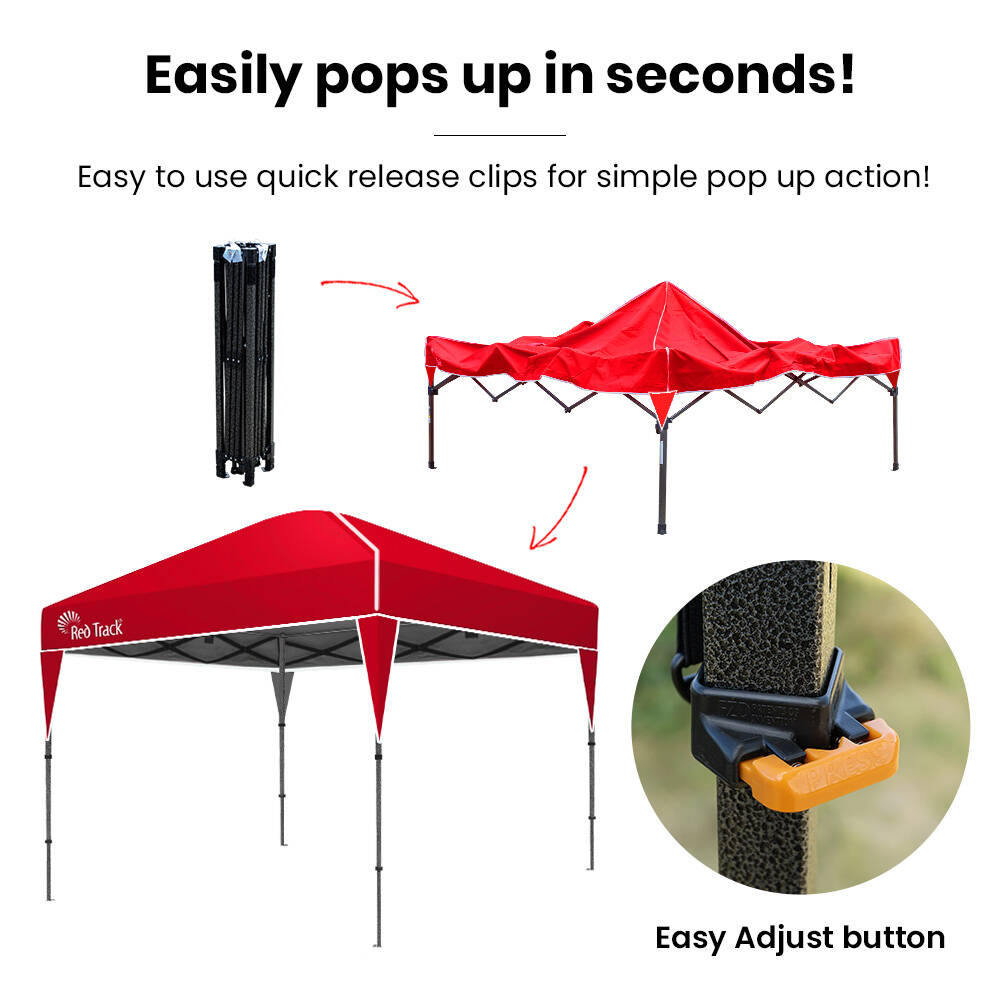 RED TRACK 3.6x2.2m Ultra Compact Folding Gazebo, Carry bag, Portable Outdoor Popup Marquee for Camping Beach