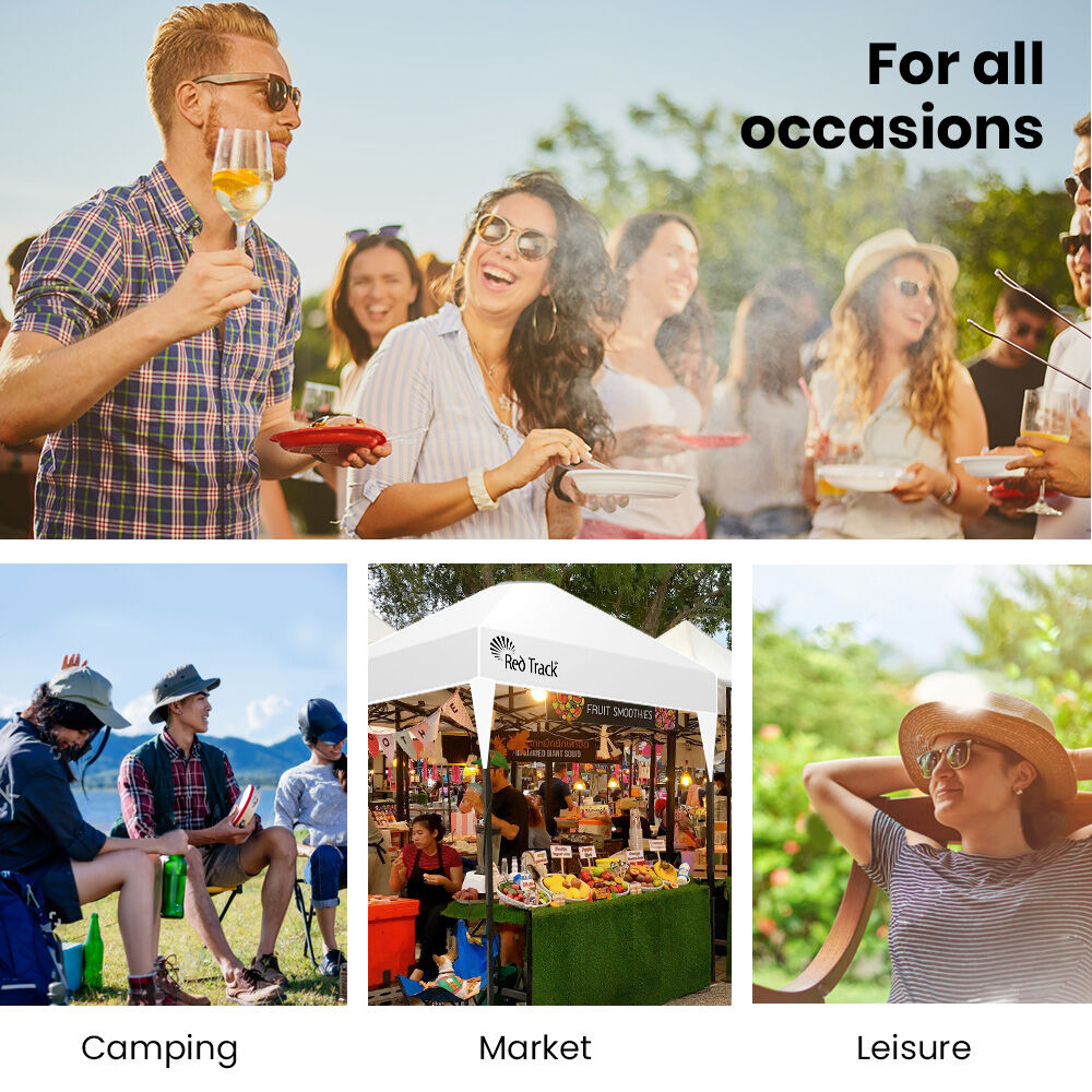 RED TRACK 3.6x2.2m Ultra Compact Folding Gazebo, Walls, Carry bag, Portable Outdoor Popup Marquee for Camping Beach, White