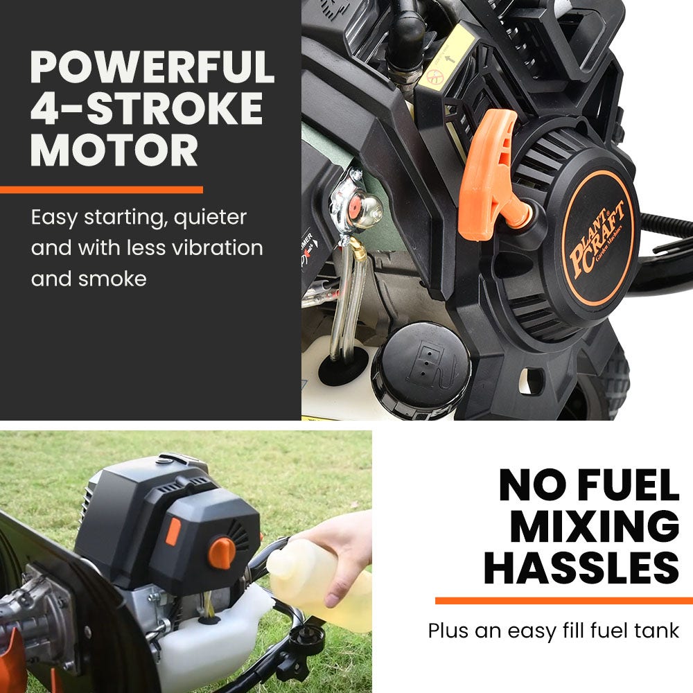 PLANTCRAFT 46CC Garden Cultivator Tiller Handheld 15 Inch Petrol 4-Stroke Titan 9