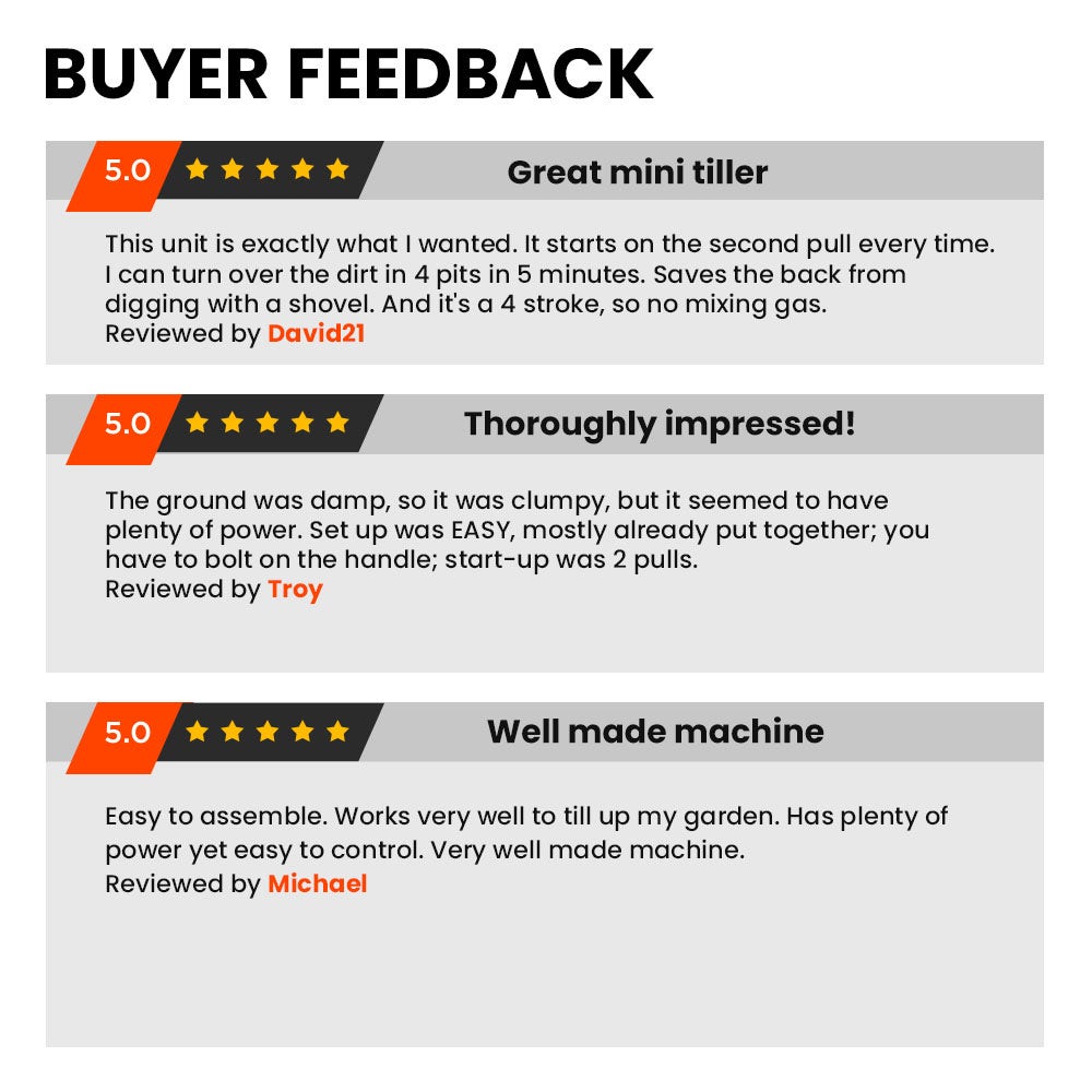 PLANTCRAFT 46CC Garden Cultivator Tiller Handheld 15 Inch Petrol 4-Stroke Titan 9