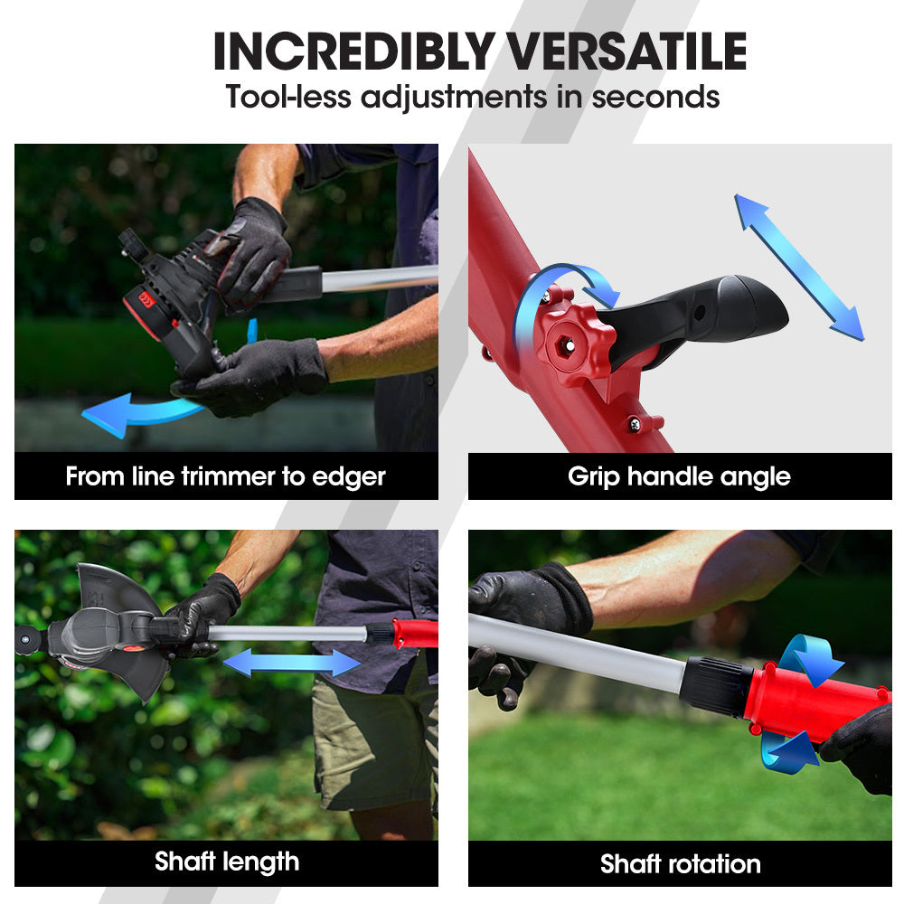 BAUMR-AG LN3 20V SYNC Cordless 2in1 Line Trimmer & Lawn Edger, with Battery and Charger Kit, Adjustable head, Guide Wheel