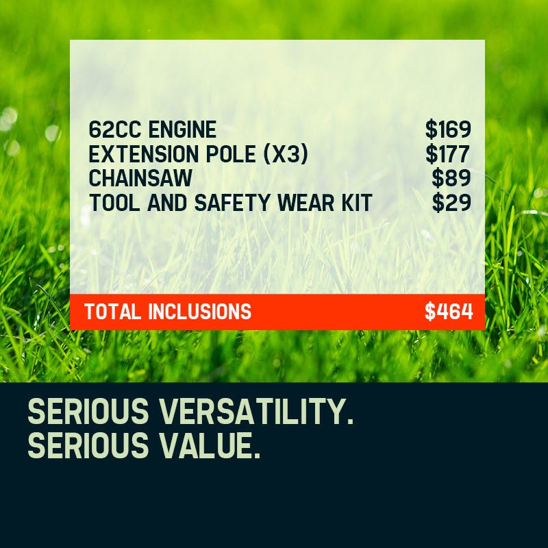 MTM 62CC Pole Chainsaw Saw Petrol Chain Tree Pruner Extended Extension Cutter