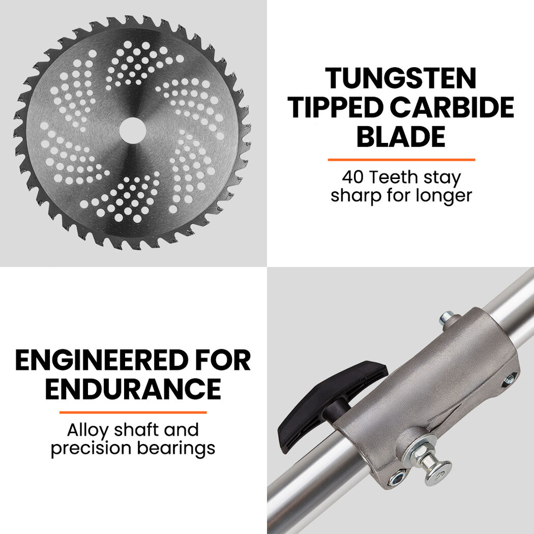 MTM 62cc 7in1 Brush Cutter Garden Multi-Tool , Pole Hedge & Line Trimmer, Bullhorn Handle, 12 Tree Trimming Pruning