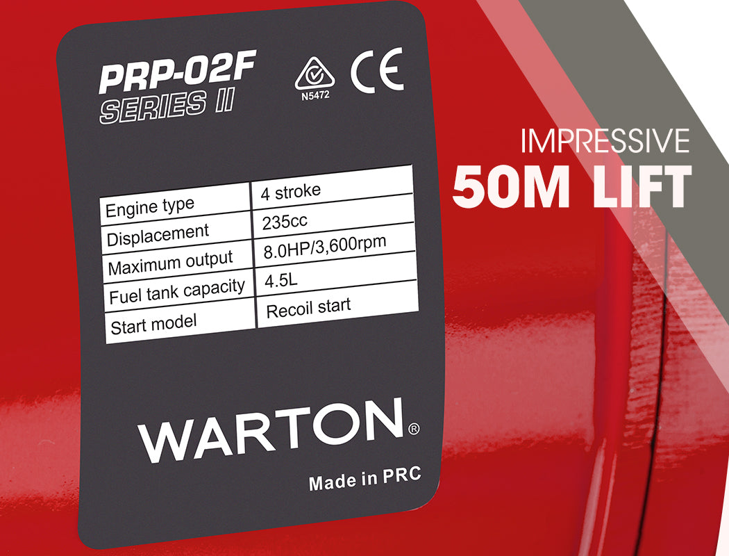 WARTON 2 8HP Petrol High Flow Water Transfer Pump Irrigation Volume Inch