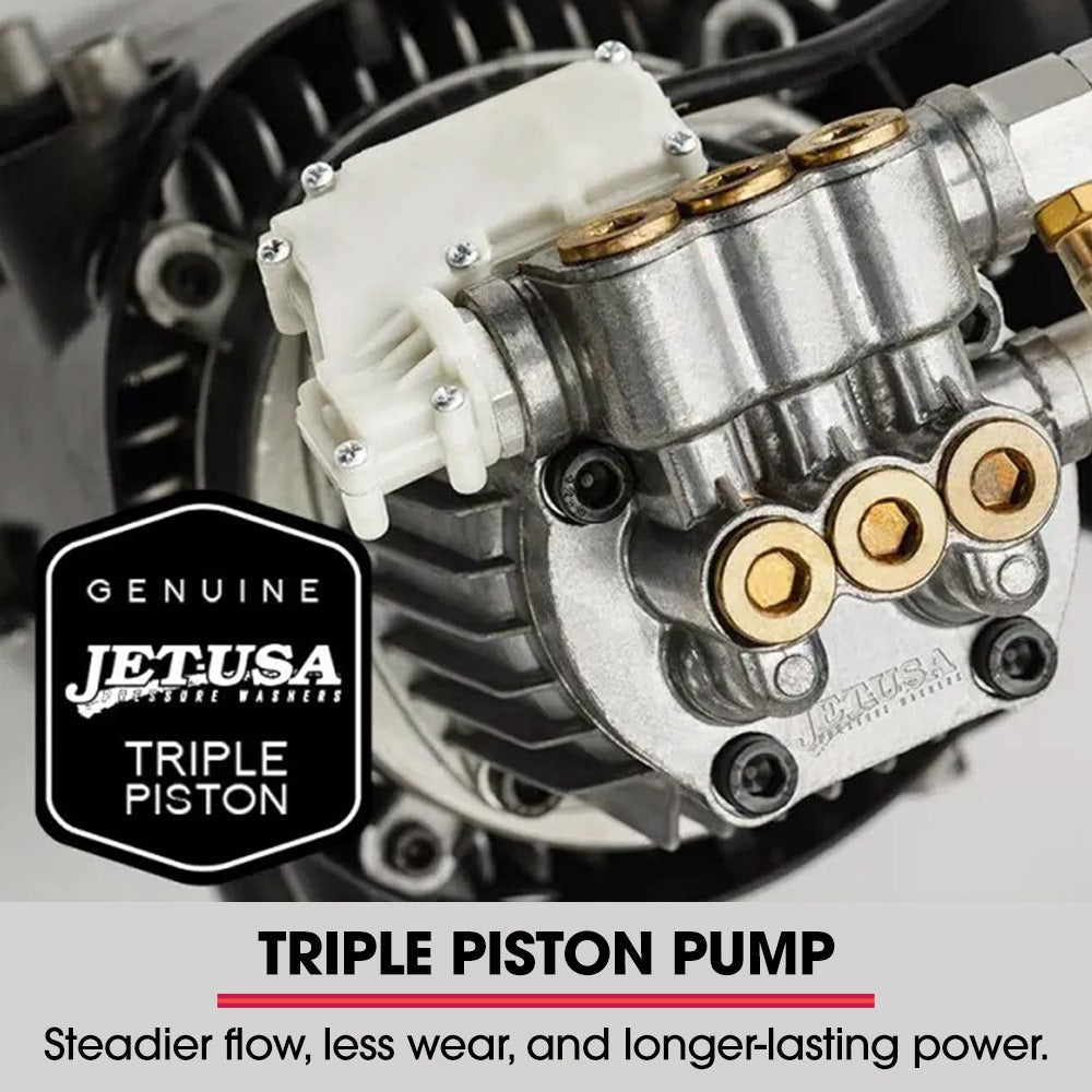 JET-USA RX550 Electric High Pressure Washer 3500PSI, 5 Nozzles, Spin & Wheel Brush, Deck Cleaner, Turbo Head, 10M Hose