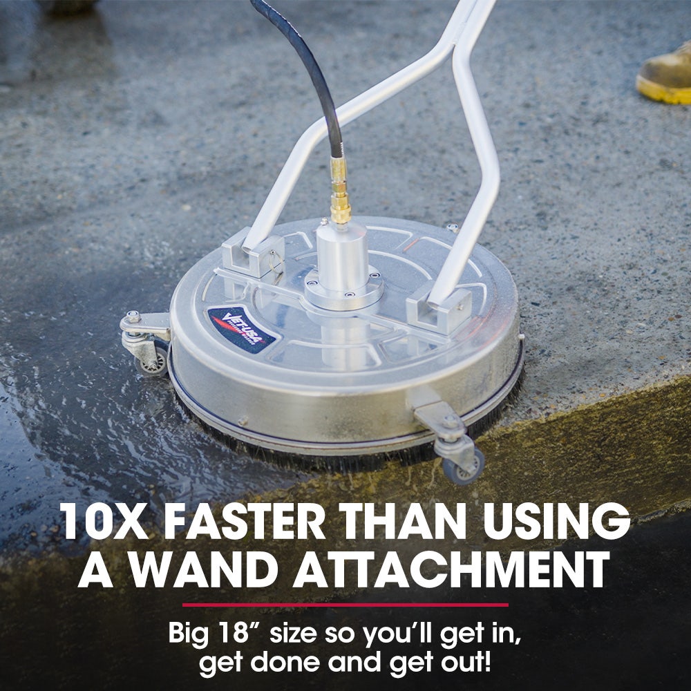 Jet-USA 21 Stainless Steel Pressure Washer Surface Cleaner with Yoke Handlebar, 3/8 Fitting, For Concrete Driveway Patio Floor