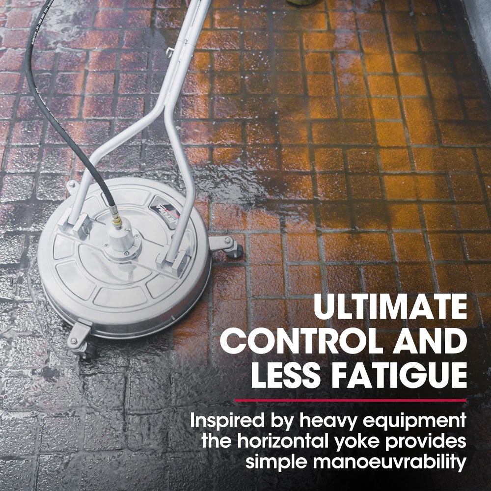 Jet-USA 21 Stainless Steel Pressure Washer Surface Cleaner with Yoke Handlebar, 3/8 Fitting, For Concrete Driveway Patio Floor