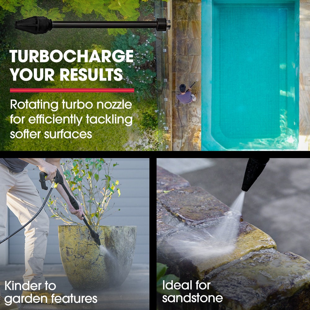 Jet-USA RX550 Electric High Pressure Washer 3500PSI Ultimate Pack, 5 Nozzles, Spin & Wheel Brush, Deck Cleaner, Turbo Head, Angled Lance, 30M Hose Reach