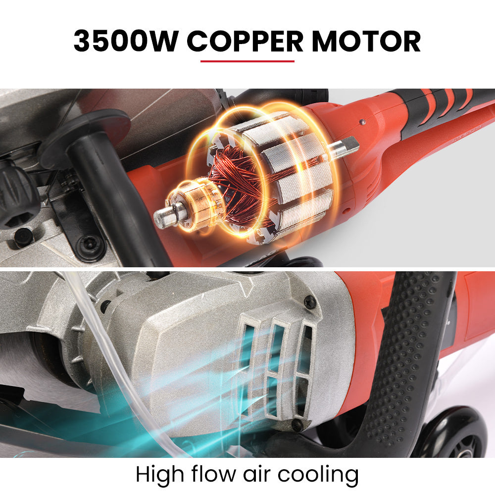 BAUMR-AG 3500W 350mm/14 Electric Concrete Demolition Cut-Off Saw, Wet and Dry Cutting, Diamond Blade, Vacuum Port, 15A Plug