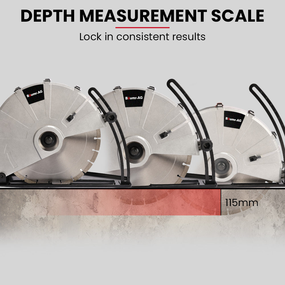 BAUMR-AG 3500W 350mm/14 Electric Concrete Demolition Cut-Off Saw, Wet and Dry Cutting, Diamond Blade, Vacuum Port, 15A Plug